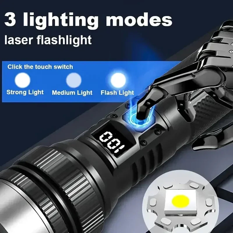 Powerful SL-301 LED Flashlight Battery Display USB Rechargeable LampTelescopic Zoom Torch Light Outdoor Camping Flash Light