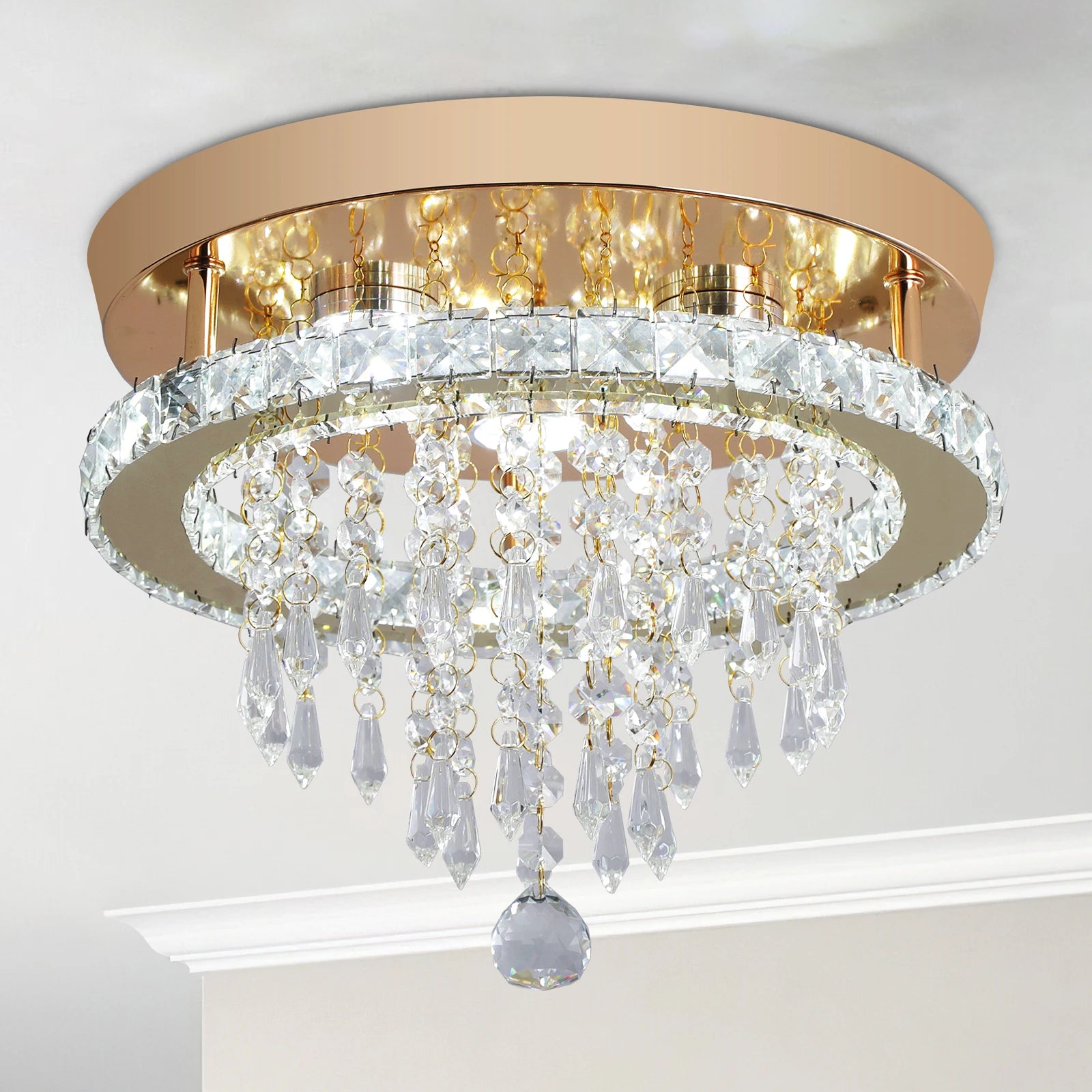GreeLustr Luxury Crystal Chandelier Lustre Design Gold Modern Led Ceiling Light  Living Room Bedroom Hanging Lamp Lighting