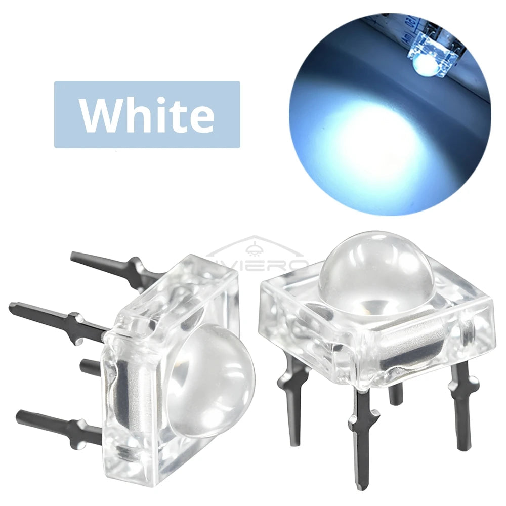 100Pcs Min F5 5mm Red Green Blue White Yellow Dome Flux Water Clear Piranha 1.9~3.4V Lamp Bead Light DIY Emitting Diode Led Bulb