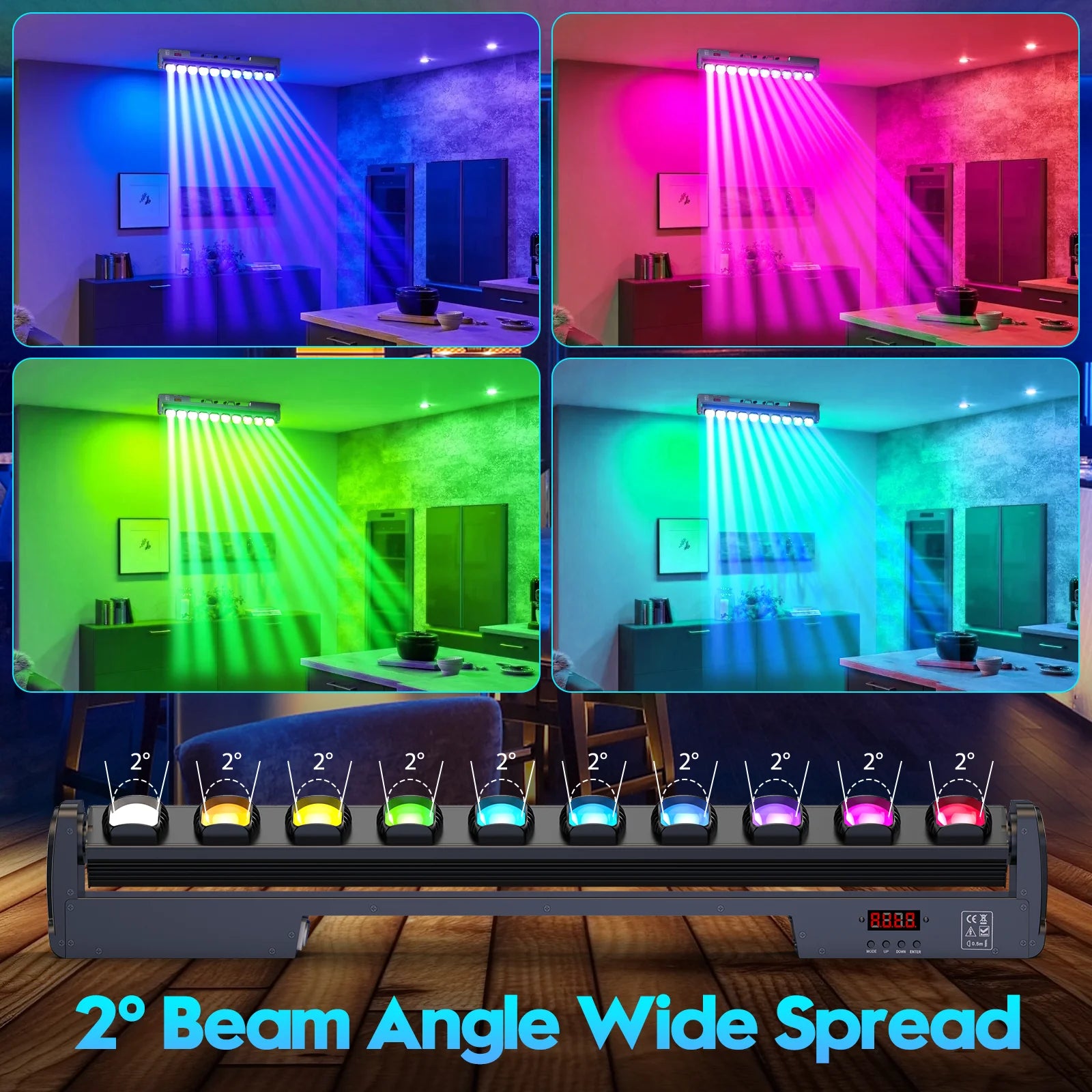 U'King 4Pcs Beam Wall Washer Lights 10X25W RGBW LED Strobe Moving Head DJ Lights Bar DMX Stage Lights For Wedding Party KTV Club