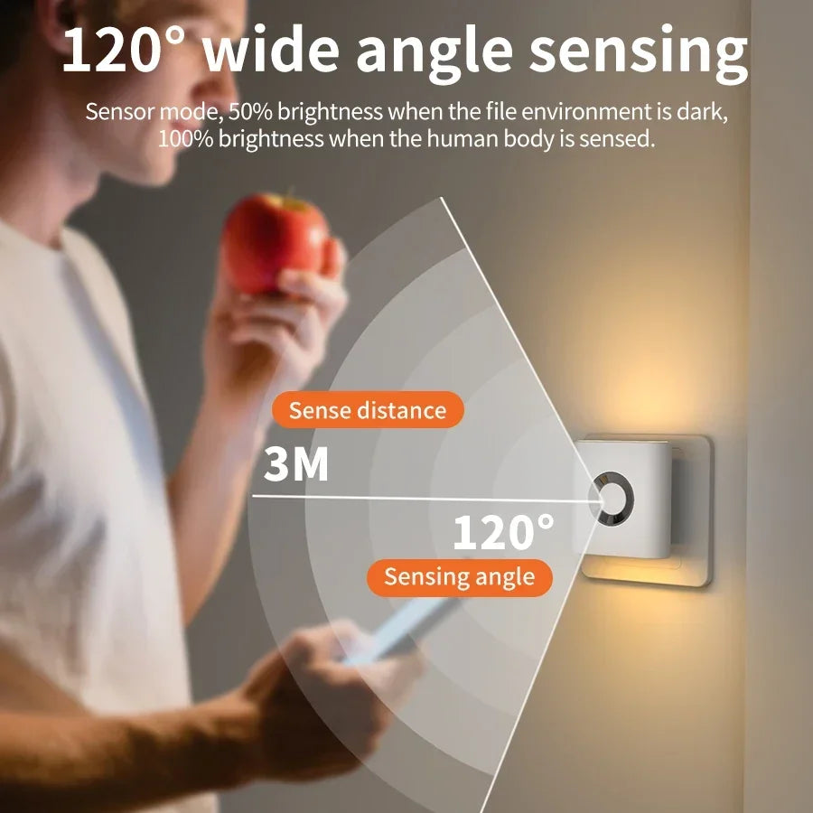 Up and Down LED Wall Lamp Motion Sensor Warm Lighting 220V EU Plug Night Light for Bedroom Hallway Corridor Stairs Ambient Light