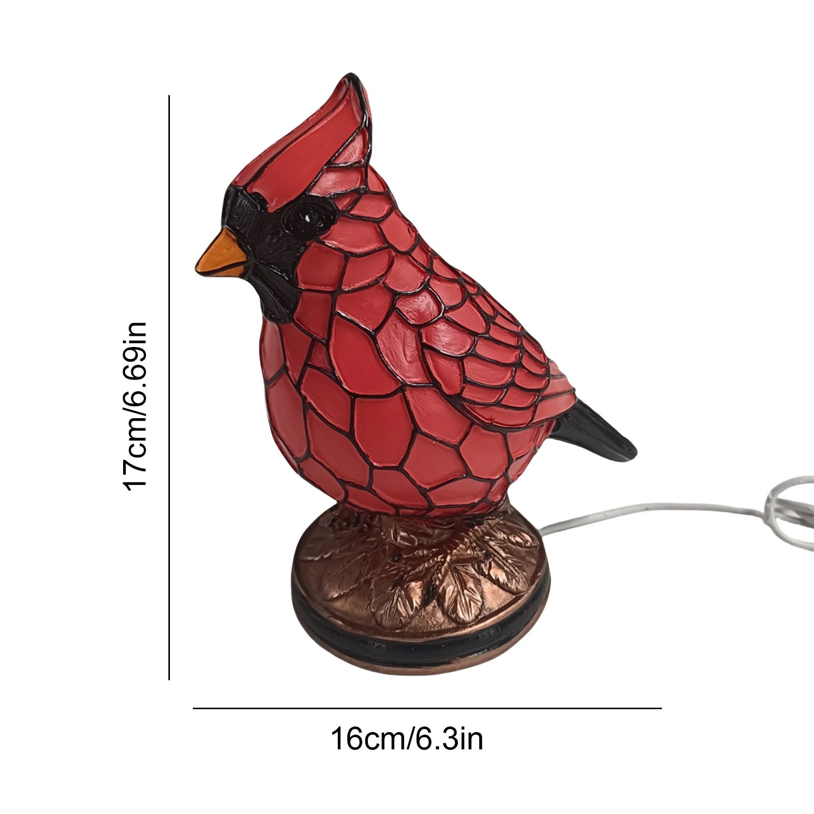 Cardinal Lamp Christmas Art Decor Light Red Bird Night Light Home Decor (Large)