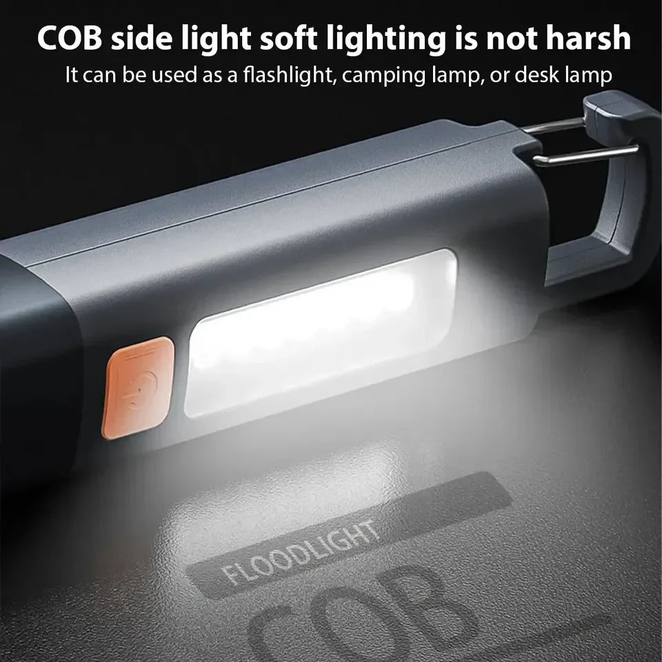 1/2pcs Mini Portable LED Strong Lighting ABS Flashlamp Rechargeable W/Hook Zoomable Torch Outdoor Camping Hanging Emergency Lamp