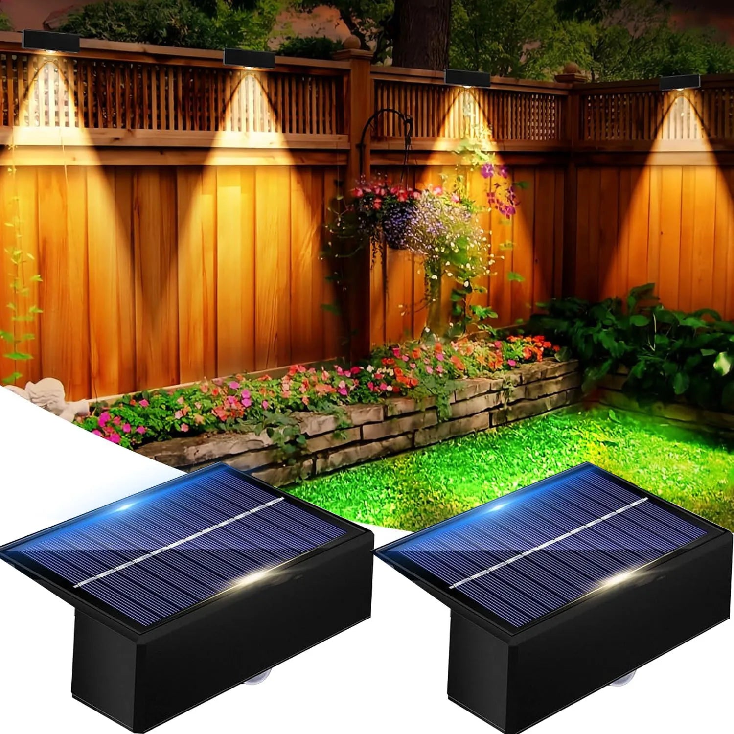 Solar Wall Lights Solar Lights Outdoor Waterproof Glow LED Fence Lights for Backyard Patio Deck Railing Stair Handrail Pool Wall