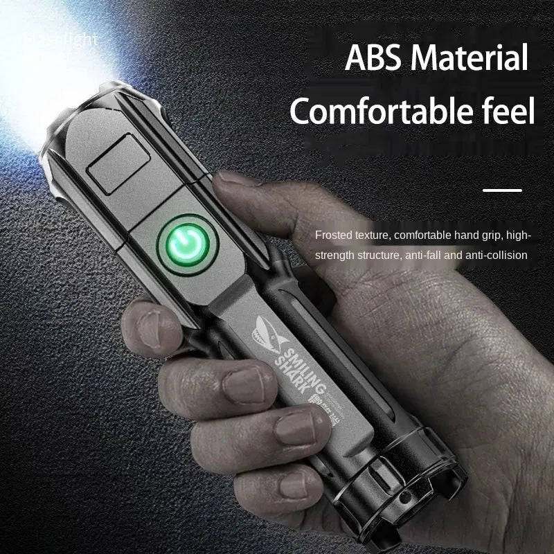 Powerful LED Flashlight with Telescopic Zoom Strong Light Tactical Torch Portable Long-Range Flood Camping Spotlight