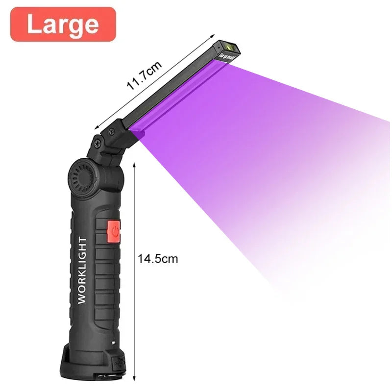 395nm UV Flashlight-Magnetic&Hook Rechargeable 400mAh Blacklight,for Resin Cure,Pet Stain,Scorpion Finding (Portable Foldable)