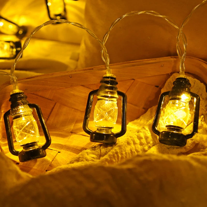 Vintage Kerosene Bottle Fairy Lamp Retro House Lantern String Lights Outdoor Garden Bar Light