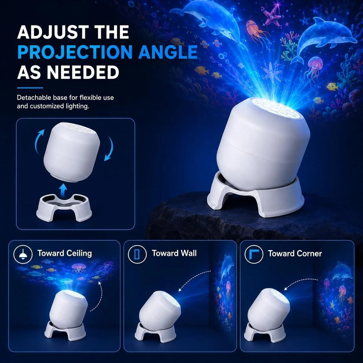 2026 LED Dynamic Projector USB Plug in Projection Night Light Adjustable Lighting for Home Christmas Parties Floor and Ceiling
