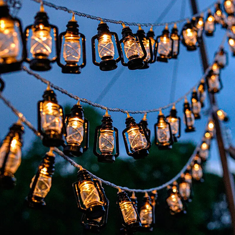 Vintage Kerosene Bottle Fairy Lamp Retro House Lantern String Lights Outdoor Garden Bar Light