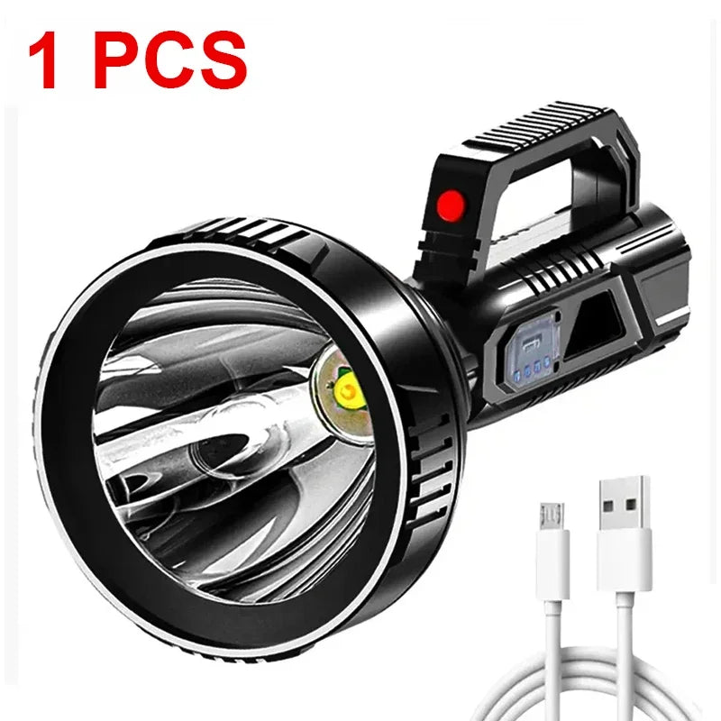 High Power LED Flashlight Waterproof USB Rechargeable Fishing Lantern Torch Powerful Spotlight Searchlight for Camping