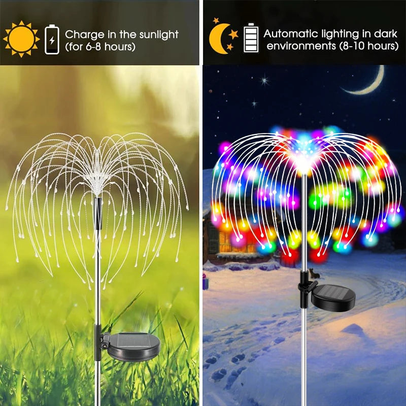 Outdoor LED Solar Patio Lights Waterproof Christmas Decor Firework Ground Socket Lights for Yard Garden Pathway Lawn Street 1PC