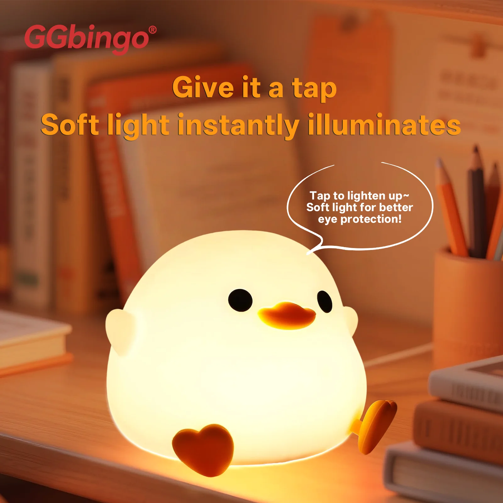 GGbingo Portable Silicone Pat Night Light 3 Brightness Modes ABS Material Rechargeable 1200mAh Battery for Home Travel Bedroom