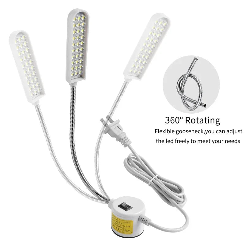 Adjustable LED Sewing Machine Lamp with Magnetic Base 360 Flexible Gooseneck Workbench Light Industrial Sewing Lamp for Crafting