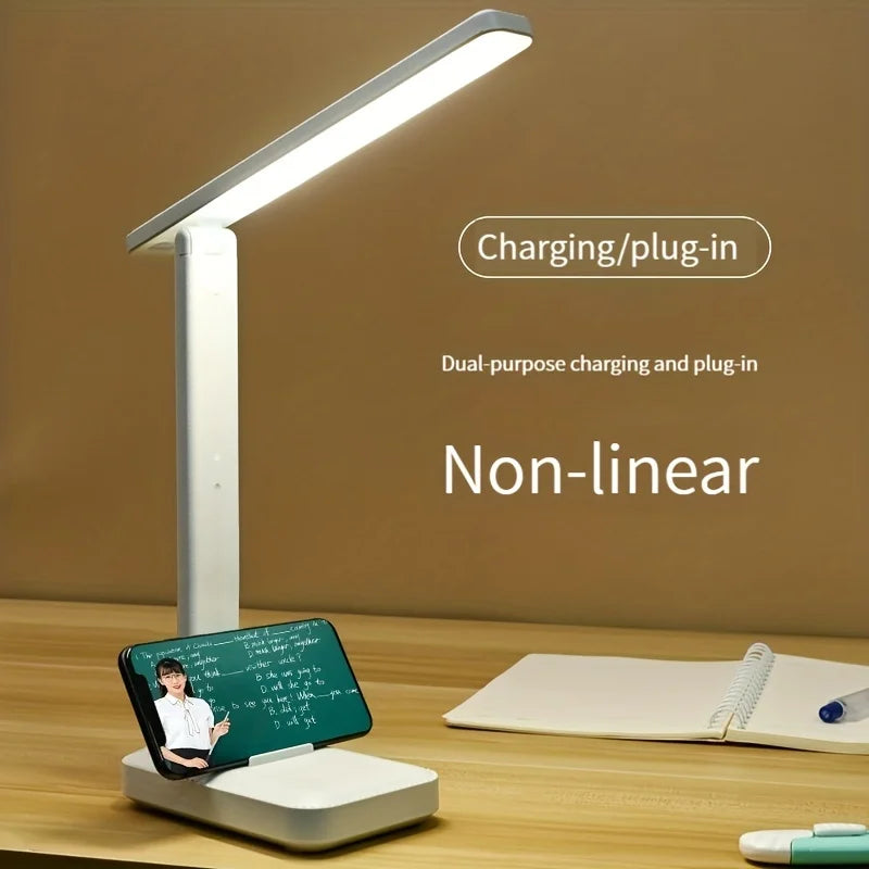 Foldable Eye Protection Desk Lamp, Supports Three-Speed Dimming, Supports USB Charging and Plug-In Two Styles, and Has Learning
