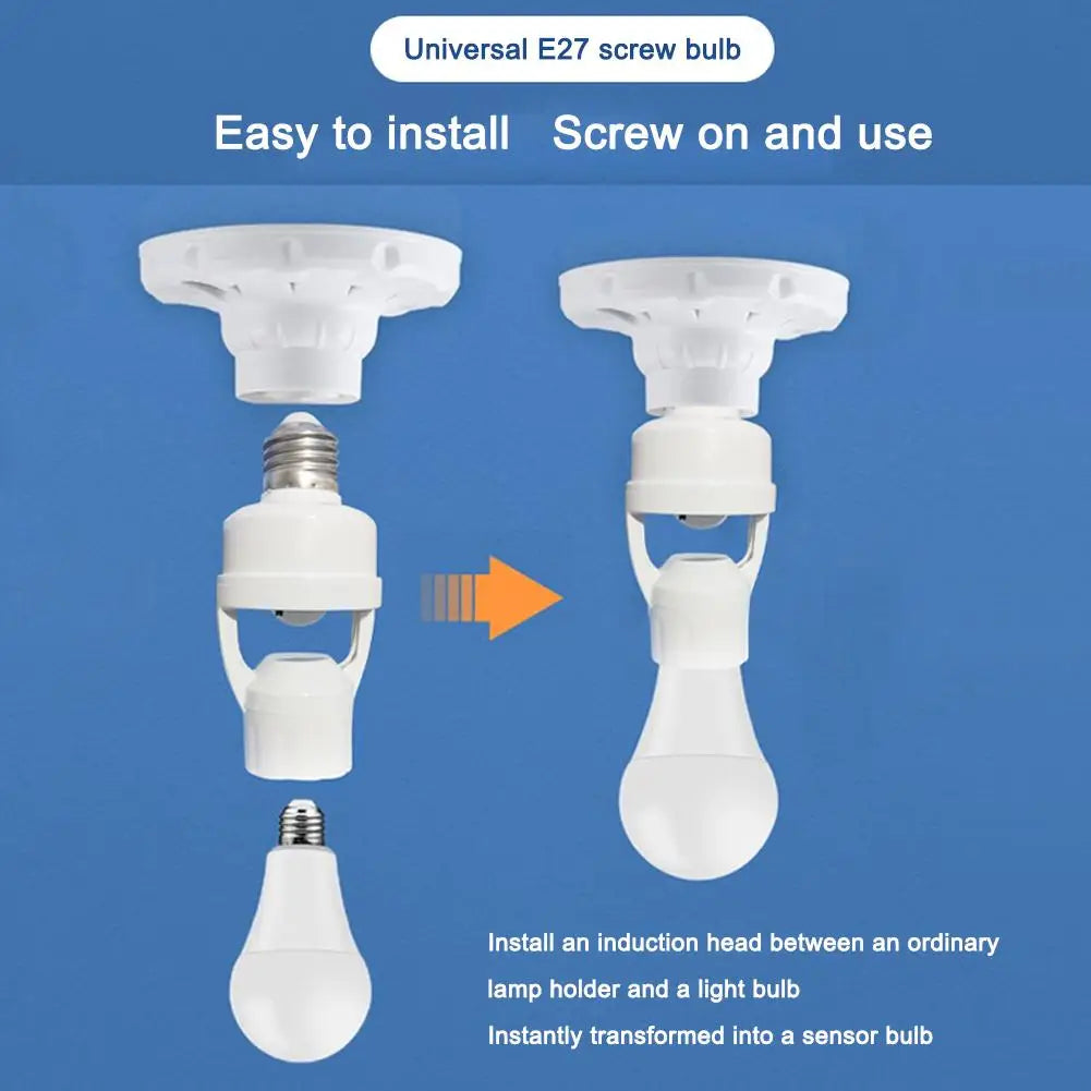 Motion Sensor Light Socket E26 Screw Bulb Adapter Adjustable Auto On/Off Night Light Control For Basement Storage Room Garage