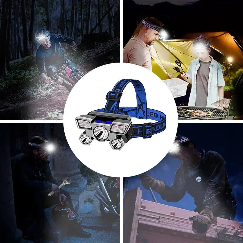 Flashlight on the Forehead Powerful Headlamp Led Rechargeable Mining Lamp High Power Led Flashlights Hiking For Fishing Portable