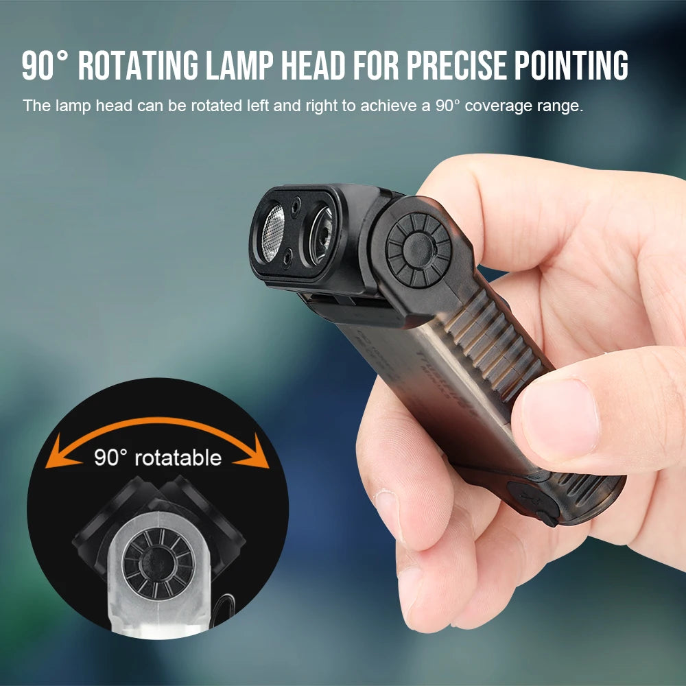 Trustfire MINIX5 750LM EDC Flashlight Rechargeable IP66 Waterproof Red UV Light Floodlight Spotlight Side Light Compact LED Torch Camping Hiking Emergency Everyday Carry
