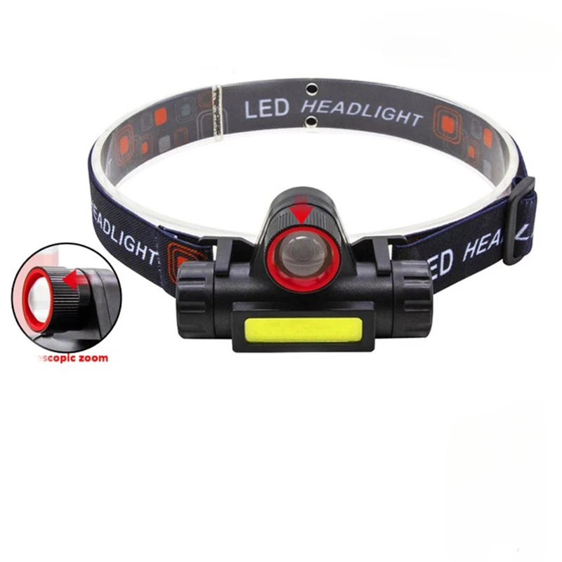 Portable Mini Powerful LED Headlamp XPE+COB USB Rechargeable Hunting Headlight Waterproof Head Torch with Tail Magnetic