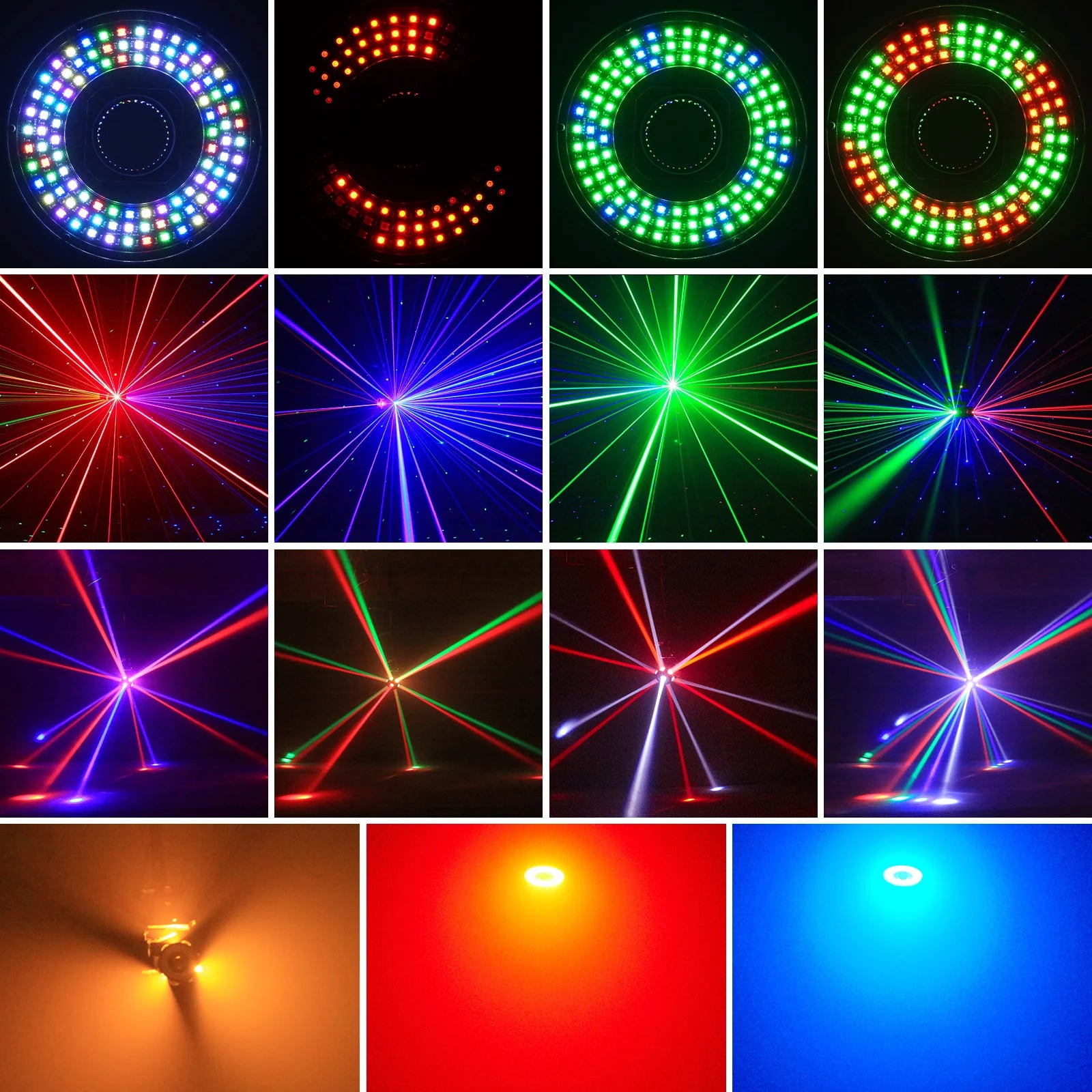 Datewink 160W LED Beam Moving Head Lights RGBW 360°Rotation Stage Lighting Projector DMX512 For Disco DJ Wedding Party Show Club