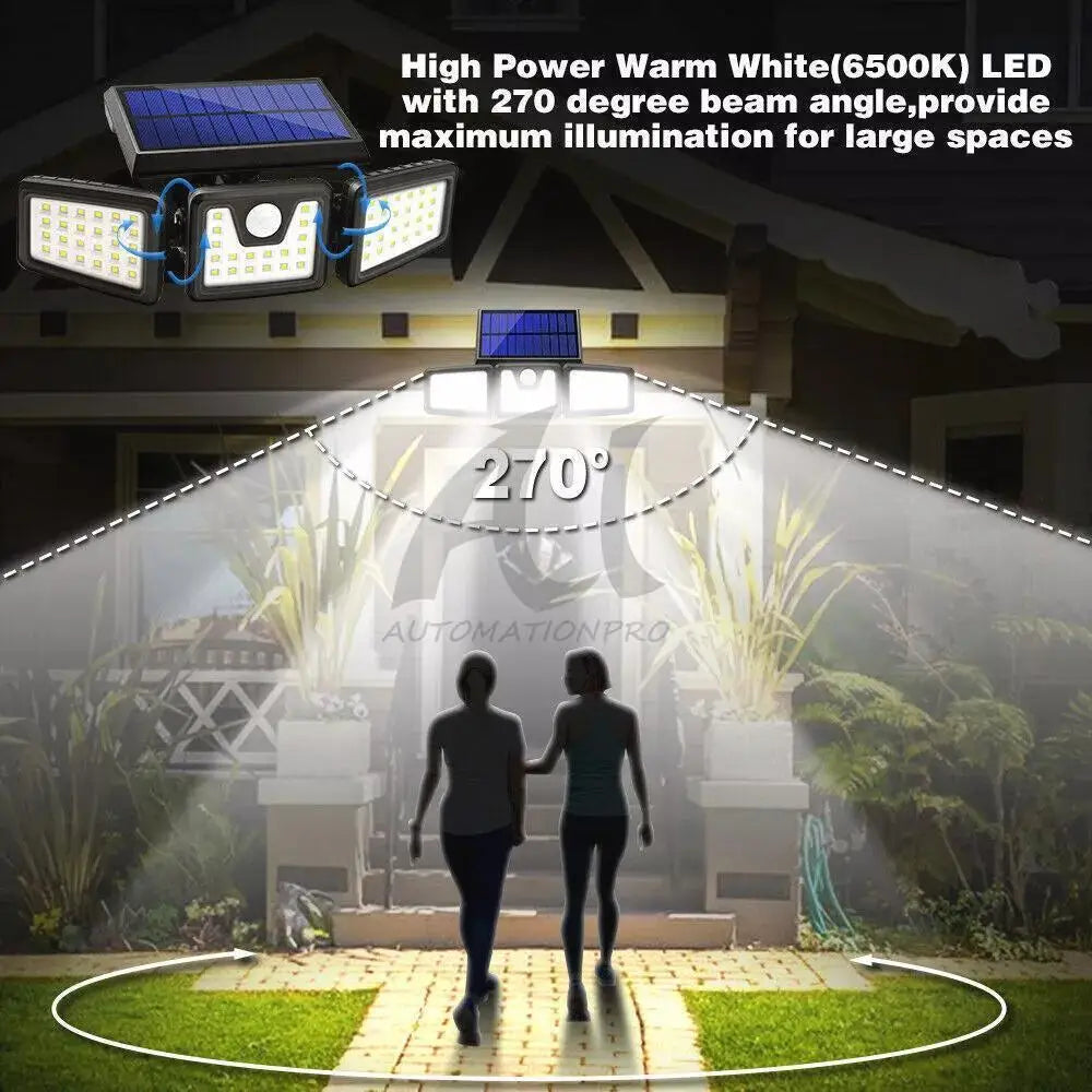 2 Pack LED Motion Sensor Solar Lights  Outdoor IP65 Waterproof Security Lamp