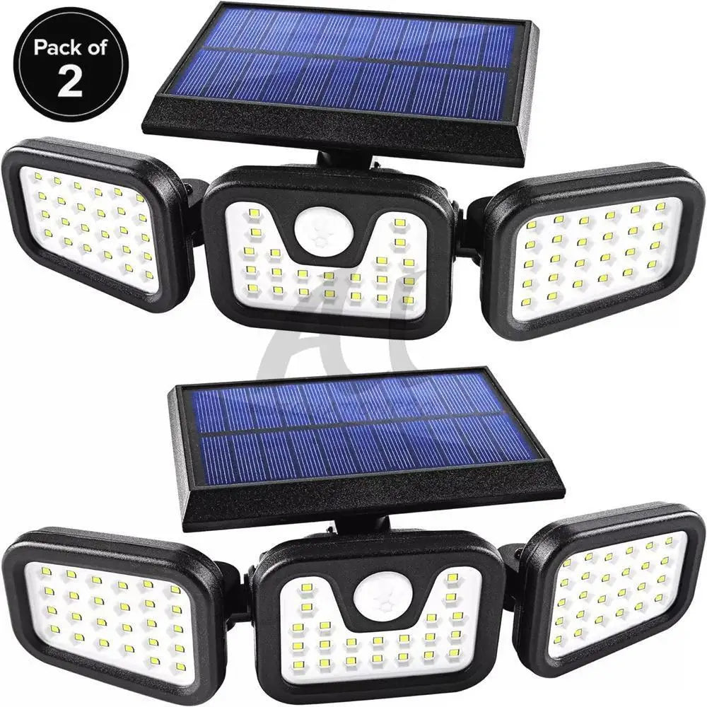 2 Pack LED Motion Sensor Solar Lights  Outdoor IP65 Waterproof Security Lamp