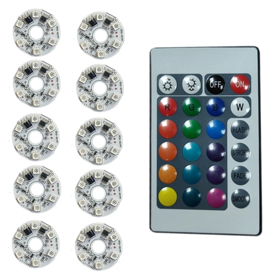 1Set 5V RGB LED Lights Plate Linkage Control Colorful Source Wireless Remote Car LED Interior Ambient Light LED Beads COB Chip