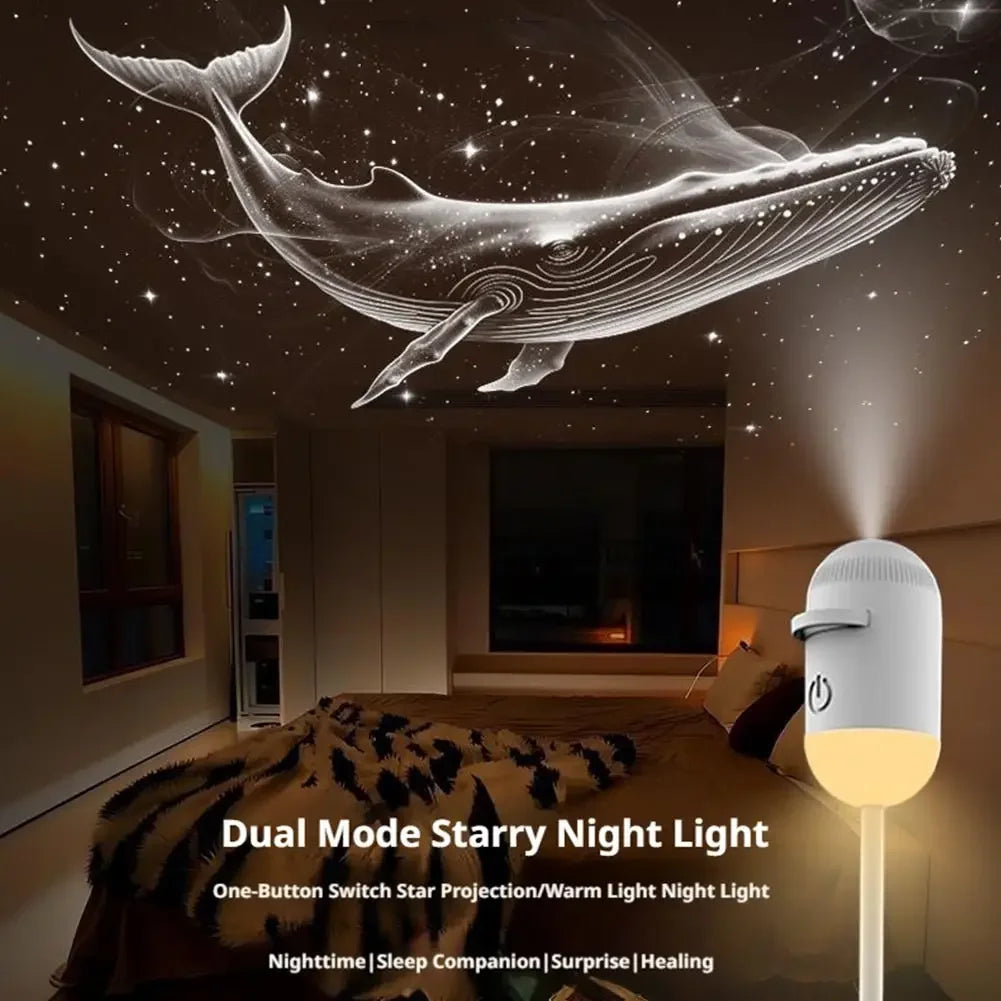 2 In 1 Usb Mini Galaxy Star Projector Night Light 12 Films Starry Sky Ambient Light For Car Home Decoration For Adults And Kids