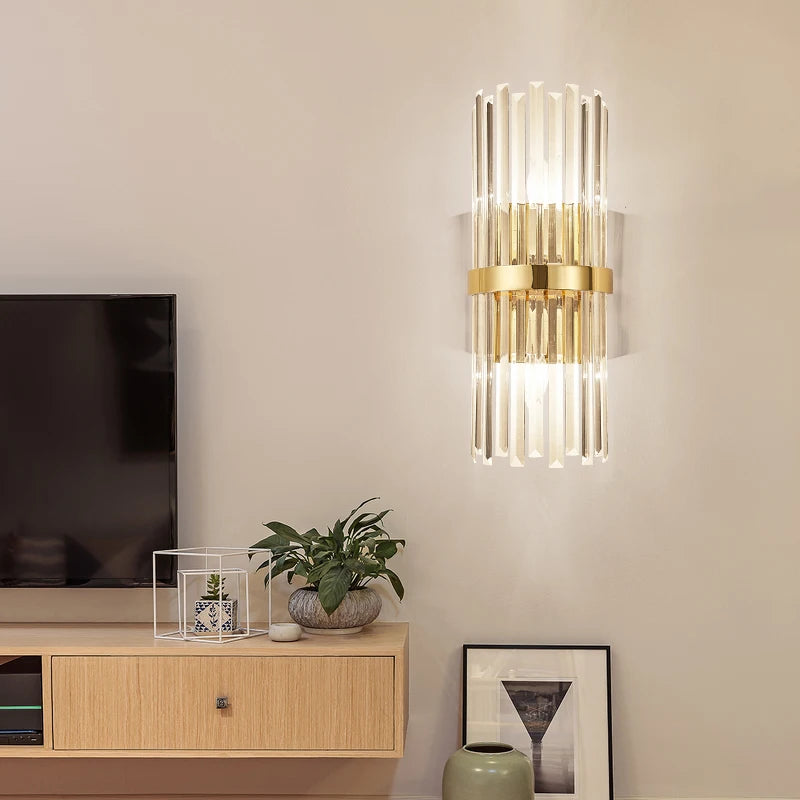 Crystal Wall Lamp Luxurious Gold Silver Wall Lamps For Living Room Bedroom Decor Luminaire Bedside Wall Light Bathroom Fixtures