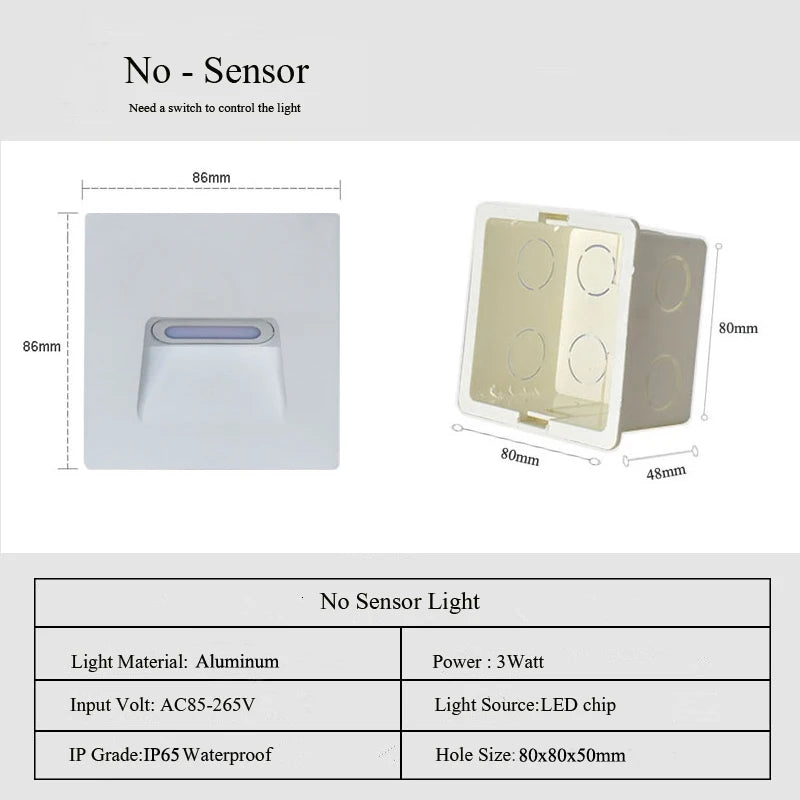 Outdoor Lighting Recessed Wall Lamp Waterproof IP65 3W Led Embedded  Step&Stair Balcony Porch Aisle Yard Outside Night Light