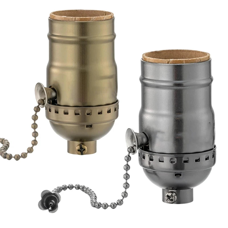 Vintage Edison Style E26/E27 LED Lamp Holder W/ Zipper Switch - Bronze & Pearl Black Hang Wire Suspension Light Fixture