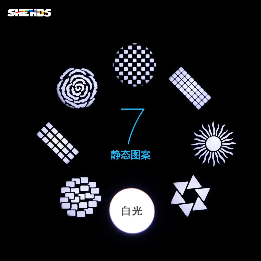 SHEHDS Bulb LED Spot 100W Light Colorful 7 Dynamic&6 Static Pattern Focus DMX512 For Discos DJ Bar Theater Concert Effect Light