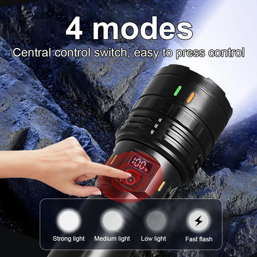 2026 NEW 3000W/800WUltra Powerful LED Flashlight New Super Bright Torch Light Rechargeable Portable Lamp Outdoor Fishing Lantern