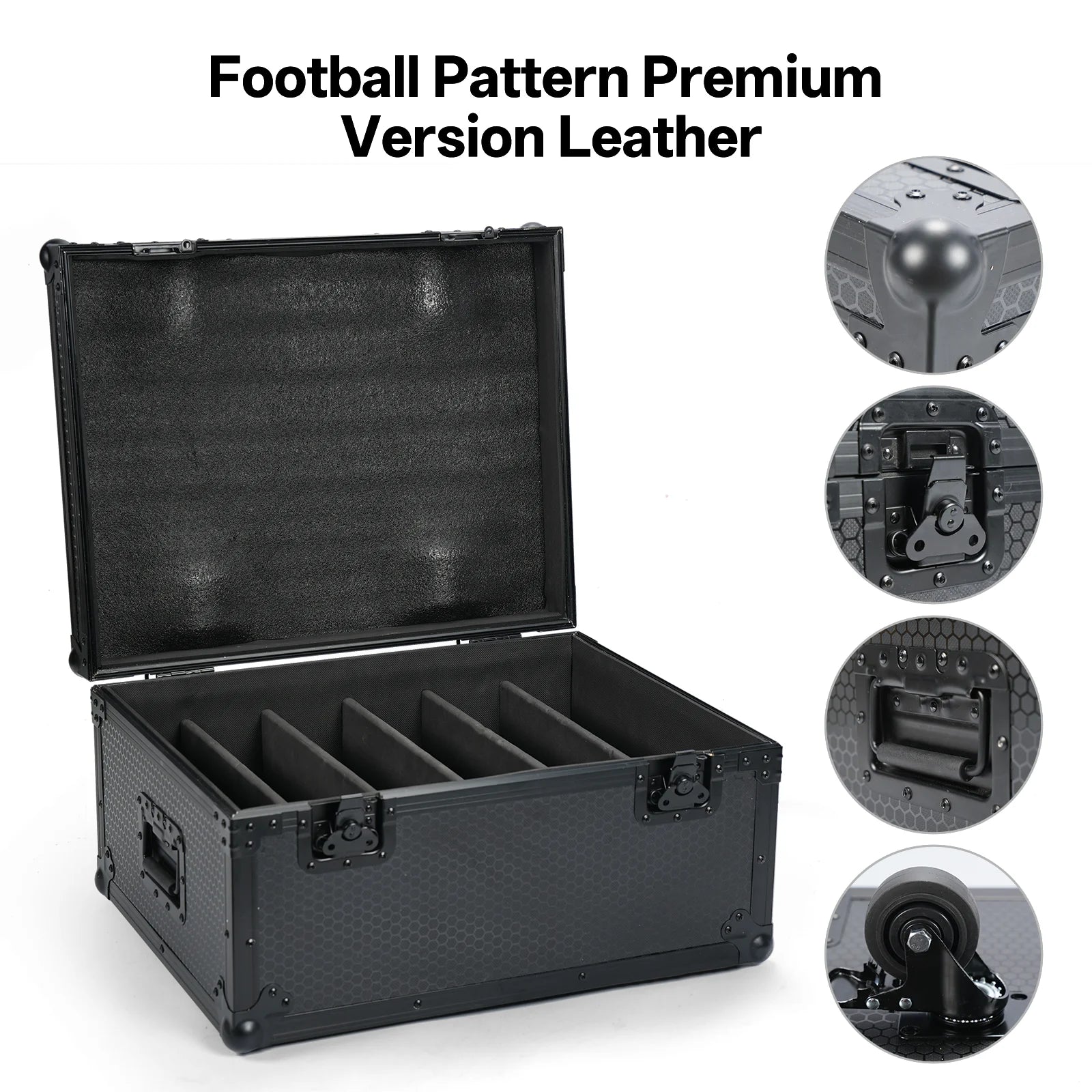 Yiflamefly Premium Soccer Pattern Leather Airline Case Stage Light Box Flightcase For 6Pcs 200W LED 48+8-segment Strobe Light