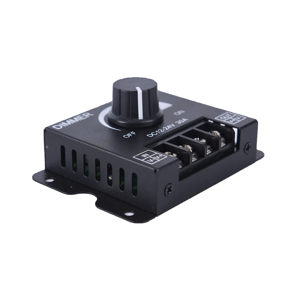 30A DC12-24V High Power LED PWM Single color Dimmer On/Off Knob Dimming Metal Shell for 5050 2835 COB Monochromatic Light Strips
