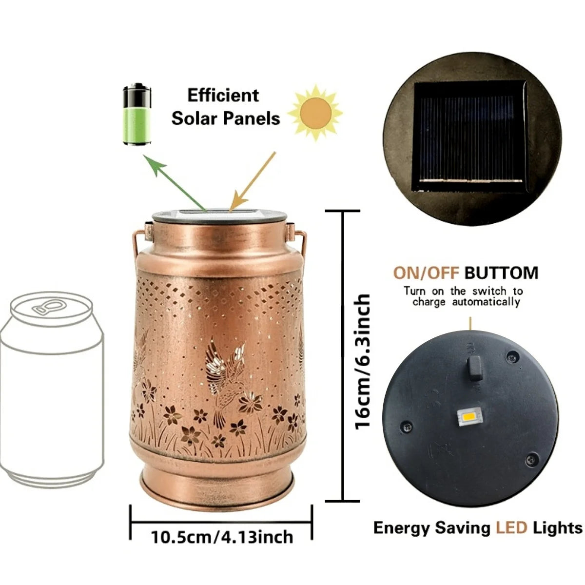 1 PC Iron Lantern Solar Lamp Outdoor Decorative Lighting Pathway Solar-powered Light Garden