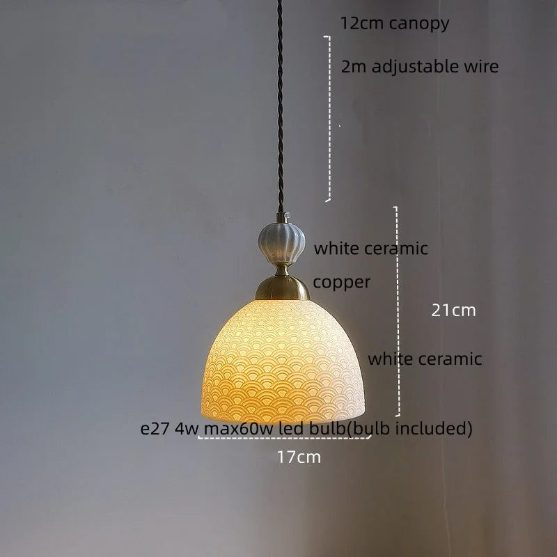 IWHD Home Decor LED Pendant Light Fixtures Bedroom Hallway Living Room Nordic Modern Leaf Ceramic Copper Socket Hang Lamp Lampen