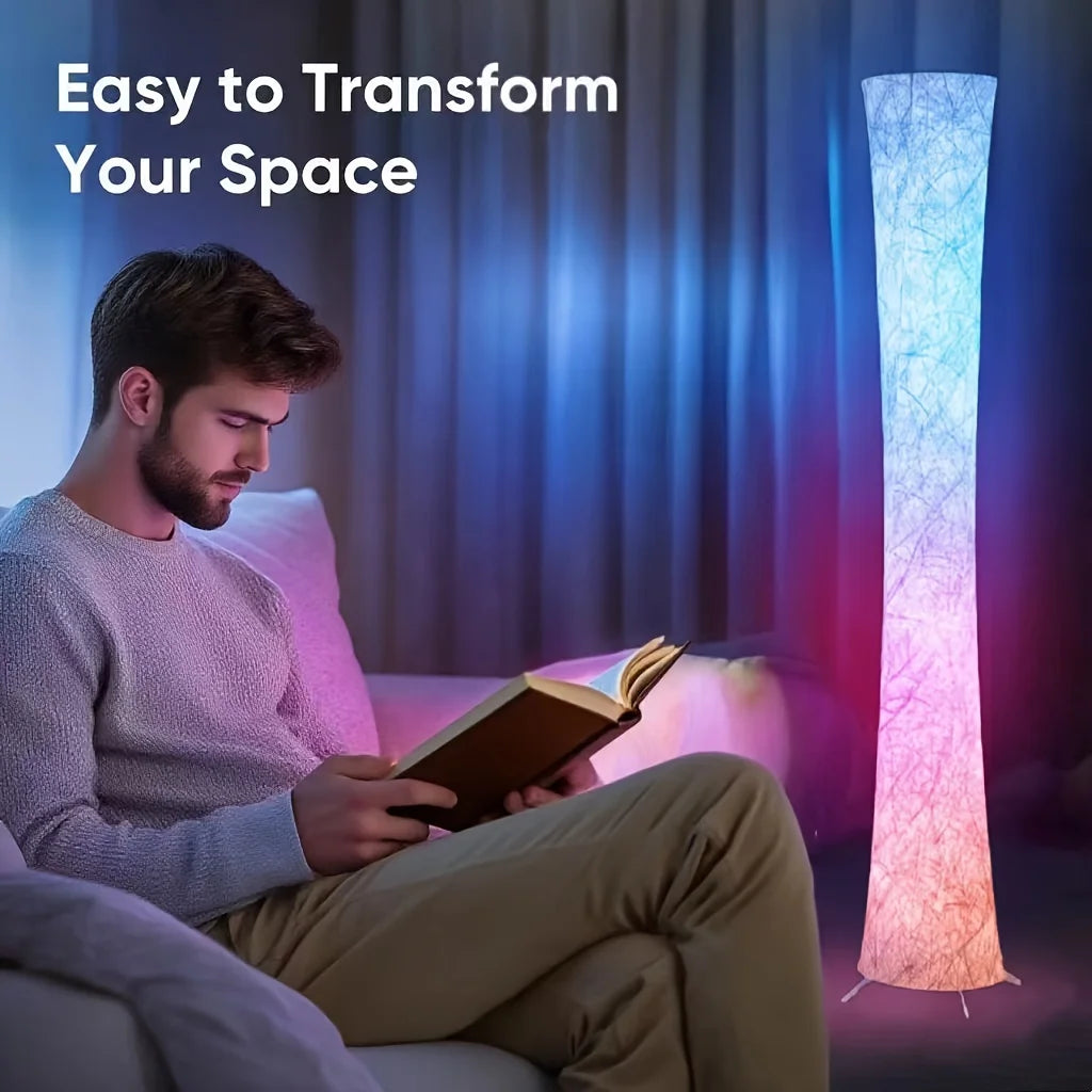 1pc Round Smart Floor Lamp, Modern RGB Corner Lamp with Tyvek Fabric, Music Sync, Remote Control, LED Floor Lamp for Living Room, Bedroom & Office Decor, Holiday Birthday Gift, Christmas Decoration