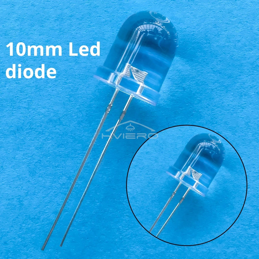 250Pcs 10mm Round Top Ultra Bright Emitting Diode LED White Red Green Blue Yellow UV Pink Orange Light Diodes Lamp Bulb Mini Led