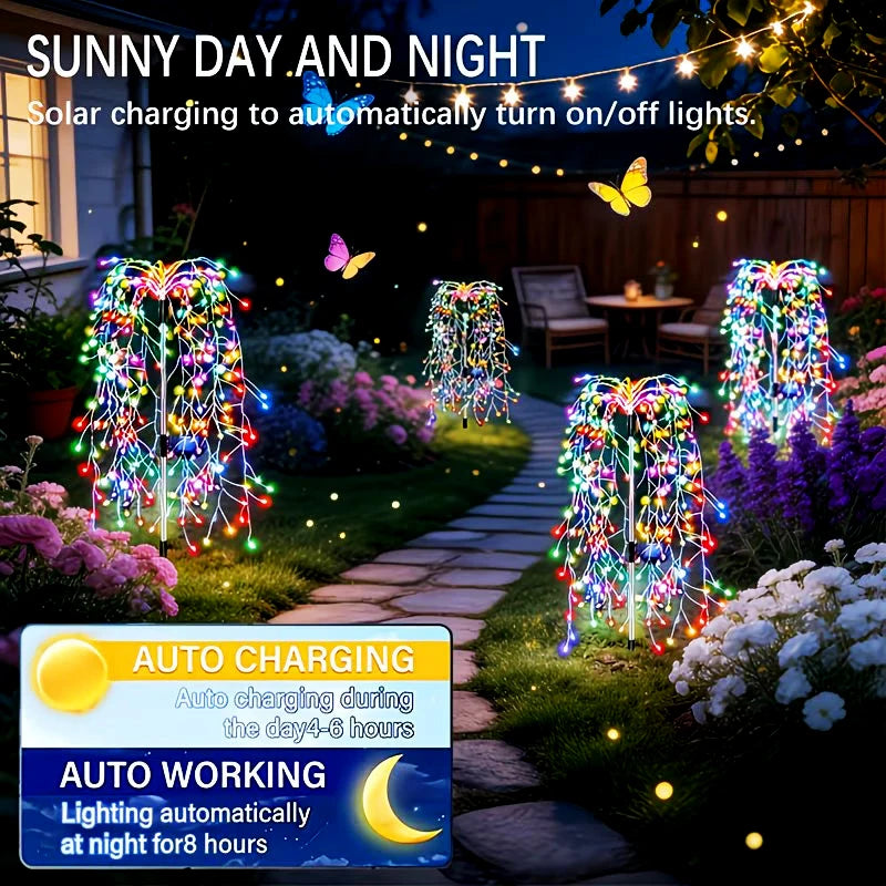 Outdoor LED Fairy Lights Garden Path Decor Garland Tree Solar Lights for Balcony Patio Party Street Lawn Lamp