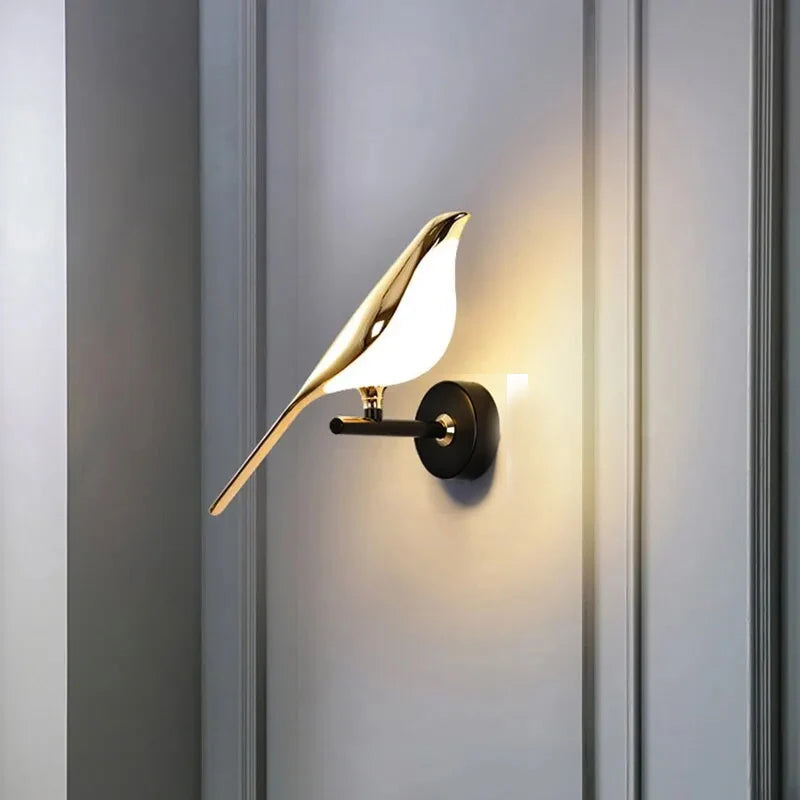 Nordic Golden Bird LED Wall Lights Parlor Bar Creative Wall Lamps Novelty Sconces Bedroom Bedside Lamp Living Room Decoration