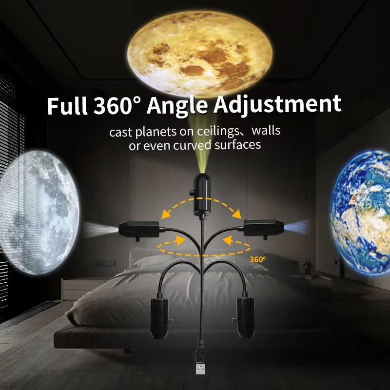 Planet Projection Light Moon Earth Bedroom Ceiling USB Night Light Ins Background Atmosphere Light for Kids Bedroom Wall Decor