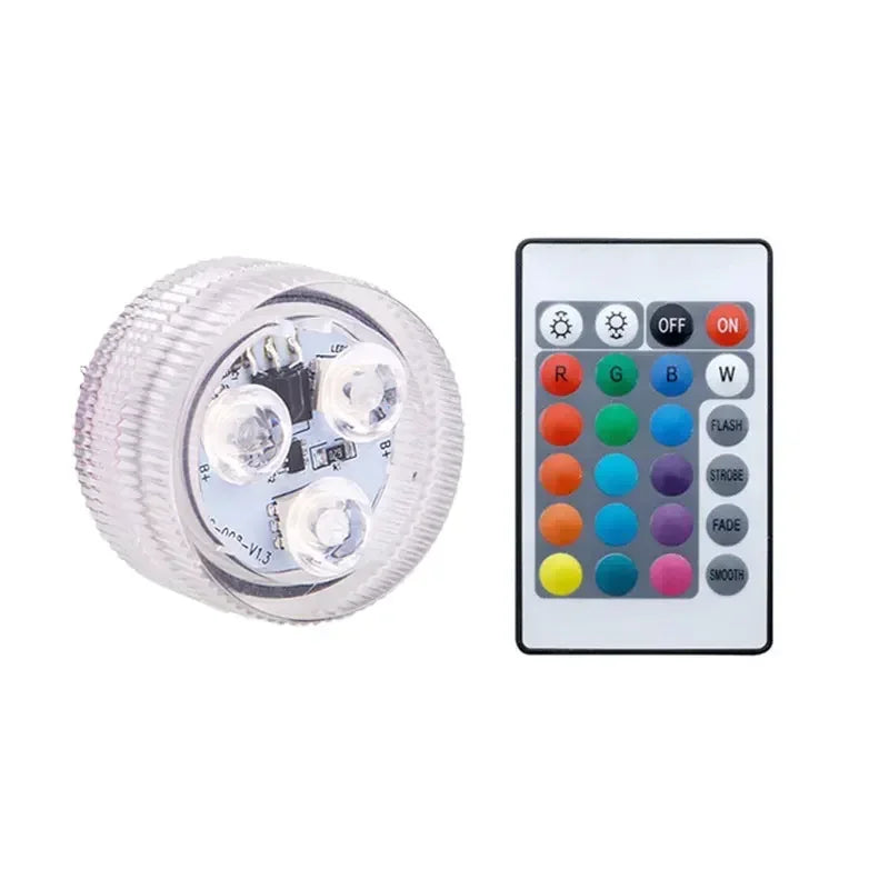 Battery Powered LED Underwater RGB Submersible Lights IP68 Waterproof Swimming Pool Night Atmosphere Lamp Decor Wedding Party