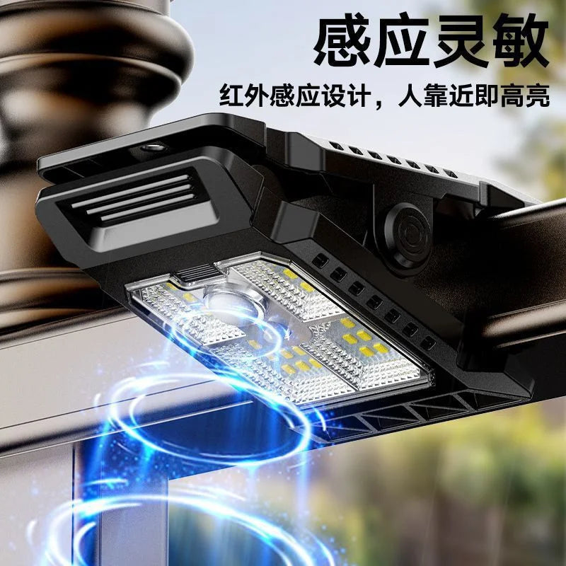 Outdoor Solar Clamp On Motion Sensor Lights Waterproof Work Light 3 Lighting Modes Camping Lamp Fence Walls Garage Led Lamps