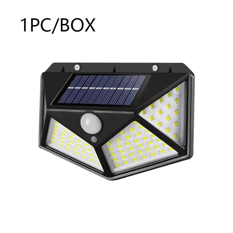 100 LED Solar Wall Lamp Outdoor Lamp,Motion Sensor Solar Powered Sunlight Street Lamp Garden Railing Decorative Lamp