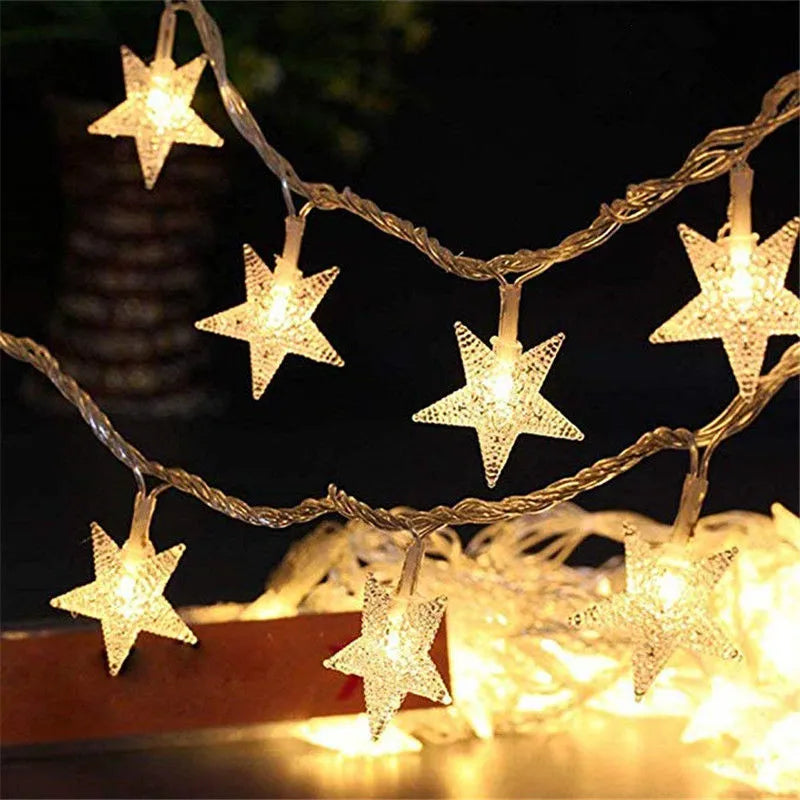 6M 40Led Lights Outdoor Decoration String Lights Christmas Tree Home Window Decor Holiday Lighting Star Light Strings