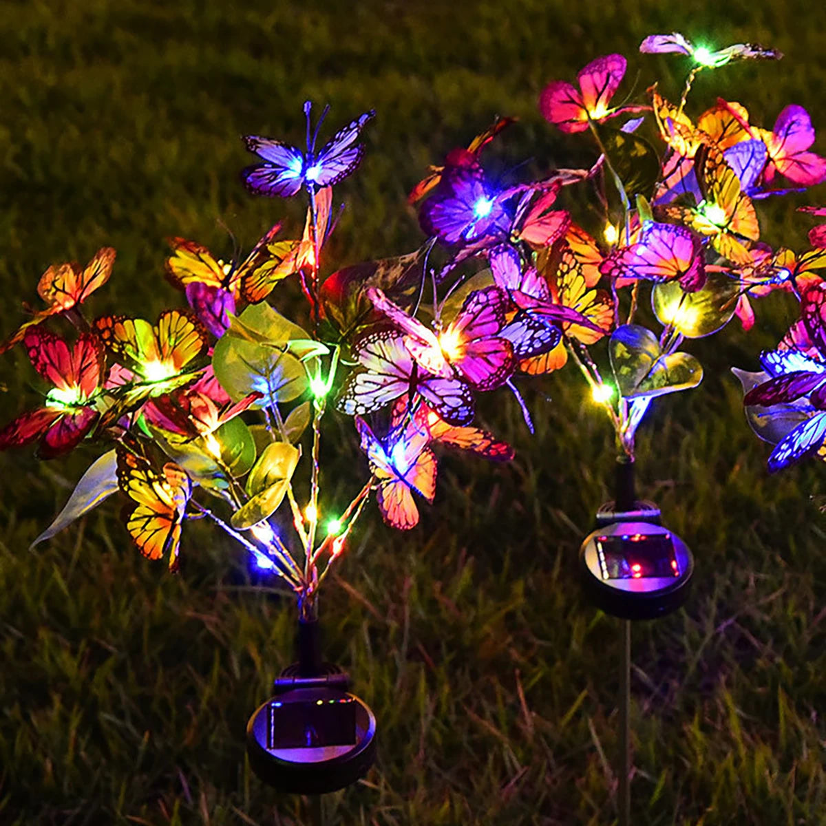 Solar Butterfly Flower Ground Lamp , Outdoor Solar Garden Lamp, Plastic Material, Great for Garden, Yard and Lawn Decoration