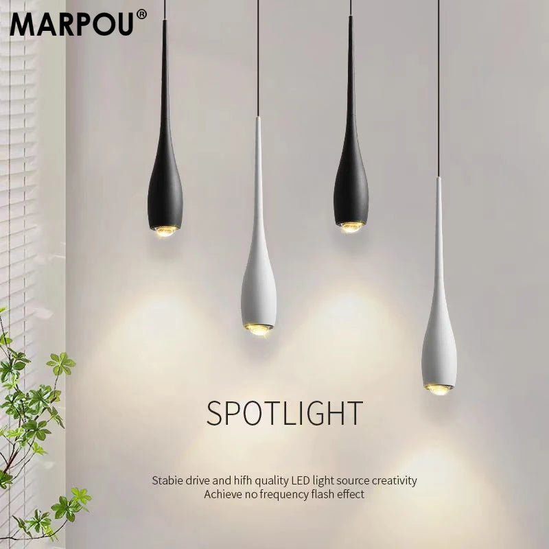 MARPOU LED Pendant Light 6W Adjustable Height Touch Switch Modern Minimalist Creative Design Chandelier for Bedroom Bedside Bar