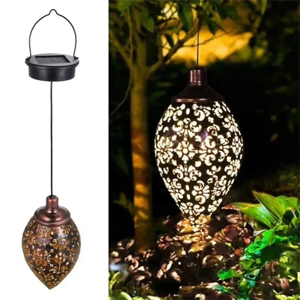 Water Drop Shaped Outdoor Solar Projection Light Waterproof Hollowed-out Design for Garden Patio Stair  Landscape Balcony