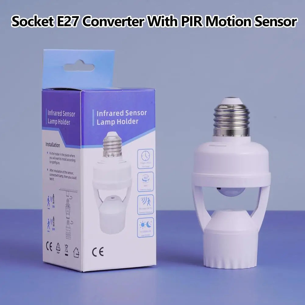 Smart Motion Sensor Led Lamp Base E27 PIR Induction Sensor Adapter Lamp Base Converter For Homes Offices And Commercial Places
