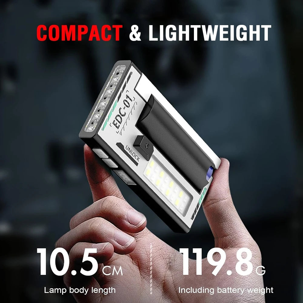 Portable Rechargeable LED Torch Light, Waterproof Outdoor Work 6 Lighting Modes Flashlight with Magnetic Compact LED Flashlight